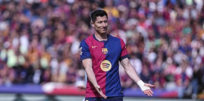 Lewandowski, durante el Barcelona - Celta.