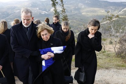 La Reina Sofía tuvo que apoyarse varias veces en su hijo Felipe durante el último adiós a su hermana Irene en Atenas.