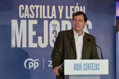 Mañueco durante su intervención en un acto celebrado en Toro (Zamora).

REMITIDA / HANDOUT por PP CYL
Fotografía remitida a medios de comunicación exclusivamente para ilustrar la noticia a la que hace referencia la imagen, y citando la procedencia de la imagen en la firma
09/3/2026