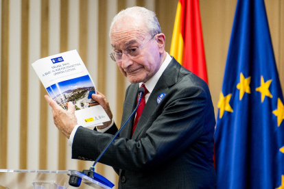 El alcalde de Málaga, Francisco de la Torre,en la presentación de la candidatura de Málaga a sede de la Autoridad Aduanera de la Unión Europea.