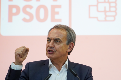 El expresidente del Gobierno, José Luis Rodríguez Zapatero, en un acto del PSOE.