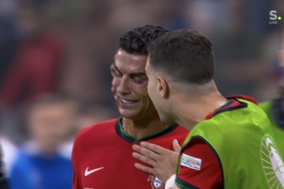 Cristiano Ronaldo, llorando después de fallar un penalti ante Oblak.
