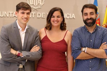 Los concejales socialistas Borja Sanjuan, Sandra Gómez y Javier Mateo