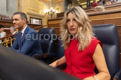 Pedro Sánchez y Yolanda Díaz en el Congreso de los Diputados