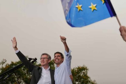 Mazón y Feijóo en un mitin en Valencia por las elecciones europeas