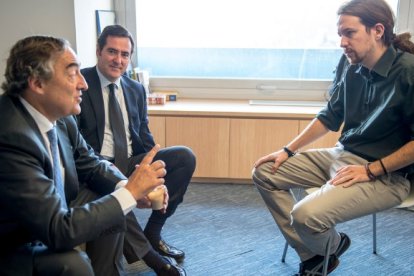 Iglesias este lunes junto a los presidentes de CEOE y Cepyme.