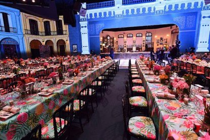 Así fue la decoración del salón donde se celebra el evento cada año.