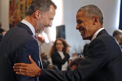 El Rey junto a Obama.