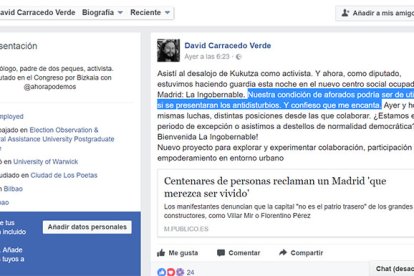 El mensaje del diputado José David Carracedo en su Facebook anticipando lo que iban a hacer.