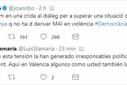 La moderación de Puig y Ribó en twitter contrasta con la beligerancia de Oltra