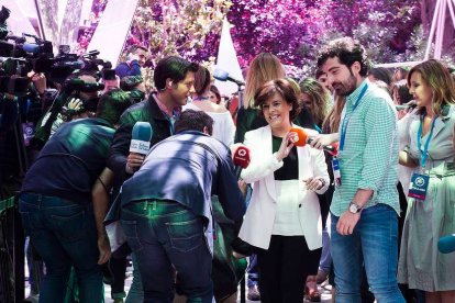 Soraya Sáenz de Santamaría, a su llegada a la Junta Directiva.