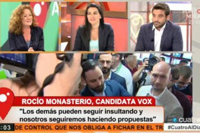 Fallarás, Monasterio y Negre en el debate de Cuatro Al Día.