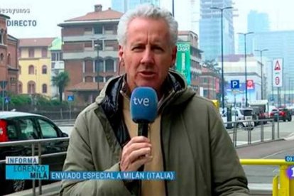 Lorenzo Milá durante una de sus intervenciones en el Telediario de TVE.