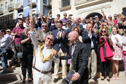 Pepe Espadero celebra el inicio de la Tamborrada