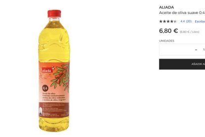 Hipercor también vende su aceite de oliva Aliada al mismo precio