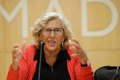 Carmena, este lunes durante su rueda de prensa.