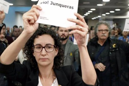 Marta Rovira pidiendo la libertad de Oriol Junqueras.