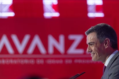 Pedro Sánchez, interviene durante la presentación de la Fundación Avanza.