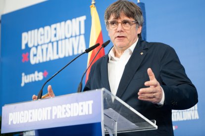 El candidato de Junts a la Generalitat de Cataluña, Carles Puigdemont.