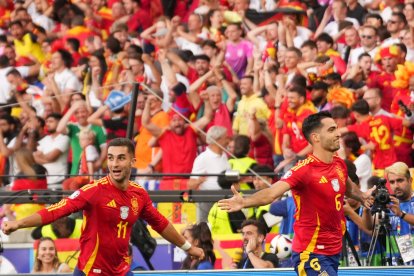 Mikel Merino celebra su gol ante Alemania: España está en semifinales