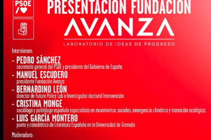 Cartel con los participantes de la presentación de la Fundación Anvaza.