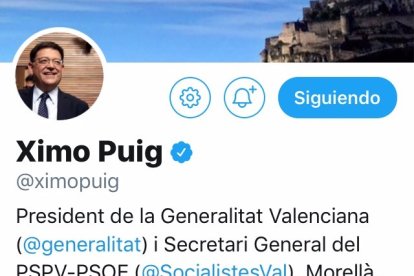 La mujer de Puig toma la palabra en twitter para defender al Consell