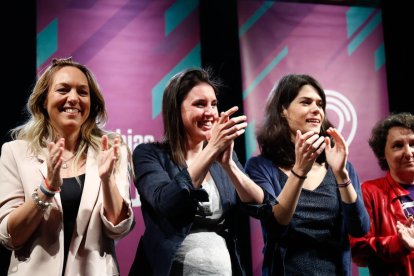 Irene Montero, en un acto electoral con la candidata Isa Serra, que reabrió la 'cacería' morada contra Ortega