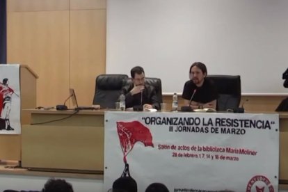 Pablo Iglesias durante aquella conferencia.