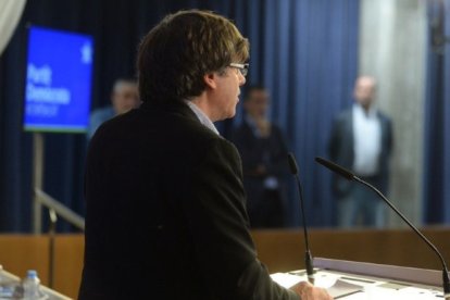 Puigdemont, el pasado día 9, presentando sus 'leyes' unilaterales