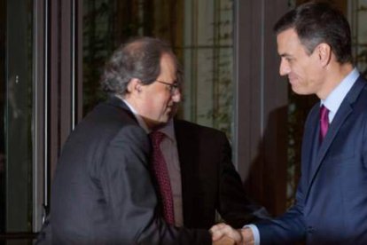 Pedro Sánchez, recibido por Quim Torra en Pedralbes.