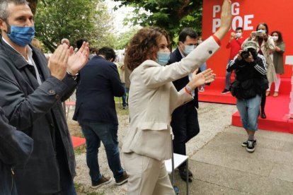 María Jesús Mointero, durante el mitin de este domingo en Gaicia.