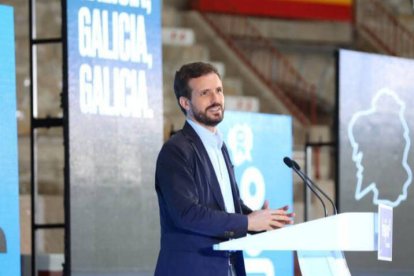 Pablo Casado, durante un mitin en Galicia.