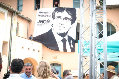 Fotografía de Carles Puigdemont en uno de los mítines de Junts previo a las elecciones del 23J.