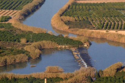 Imagen aérea del Azud de la Marquesa, en Cullera (Valencia). - CHJ