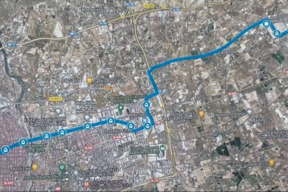 El mapa en el qual s'assenyala on estaran les 20 parades del tramvia.