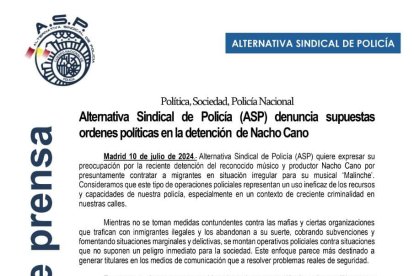 Parte del comunicado de ASP.