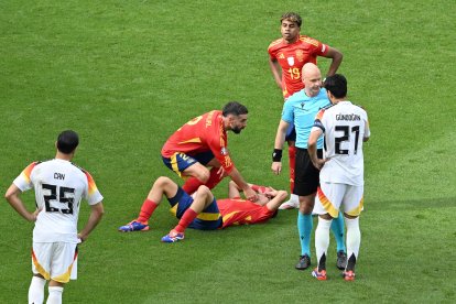 Pedri sufrió este viernes un esguince de rodilla en el España-Alemania de la Eurocopa.