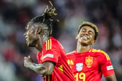 Nico Williams y Lamine Yamal, en un partido de la Eurocopa.