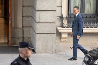 Pedro Sánchez, a su entrada al Congreso de los Diputados.