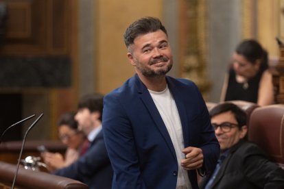 El portavoz de ERC en el Congreso, Gabriel Rufián, durante una sesión en el Congreso.