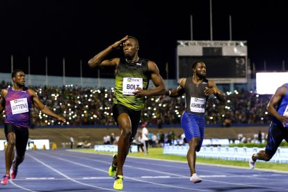 Imagen de la última carrera de Usain Bolt en 2017.