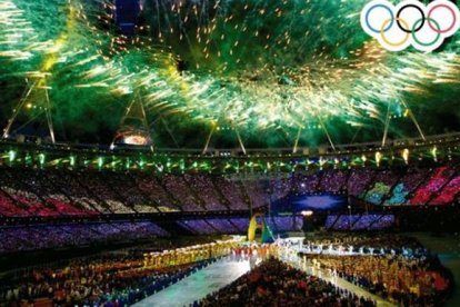 El estadio de Maracaná preparado para la inauguración.