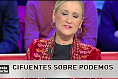 Cristina Cifuentes, en La Sexta Noche este sábado.