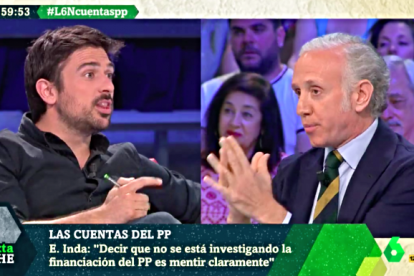 Un momento de la tensión entre Ramón Espinar y Eduardo Inda.