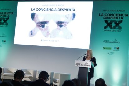 Marimar Blanco, en la Fundación Miguel Ángel Blanco ayer