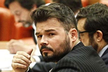 Rufián, en abril, en una comisión del Congreso