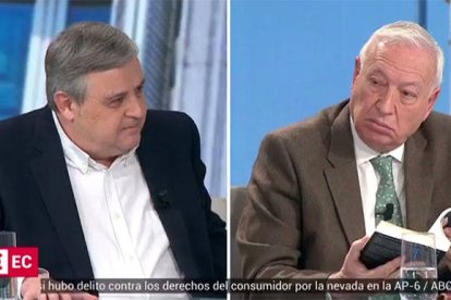 García-Margallo en "El Círculo" de La Otra de Telemadrid, junto al director de ESdiario.