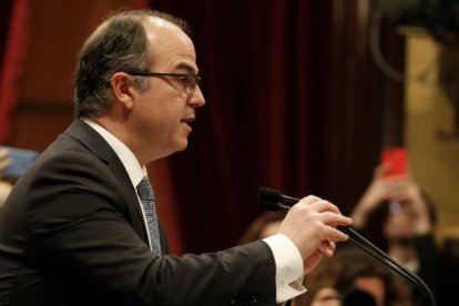 Jordi Turull, durante su discurso de investidura ante el Parlament.