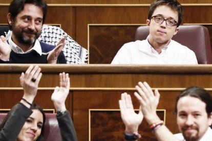 Errejón, junto a Mayoral, Montero e Iglesias en el Congreso