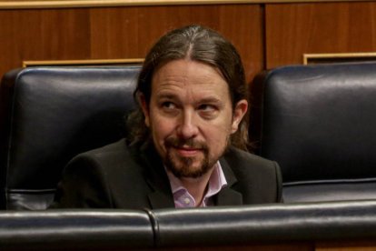 Pablo Iglesias en la sesión de este miércoles en el Congreso